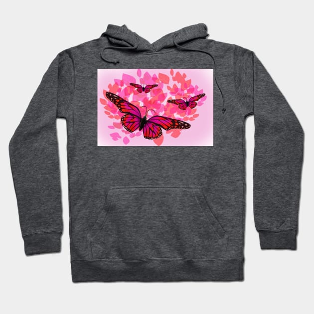 Red Butterflies Hoodie by KirtTisdale